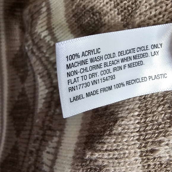 Fringe knit wrap open cardigan tan and cream raglan sleeve size xs - Picture 10 of 11